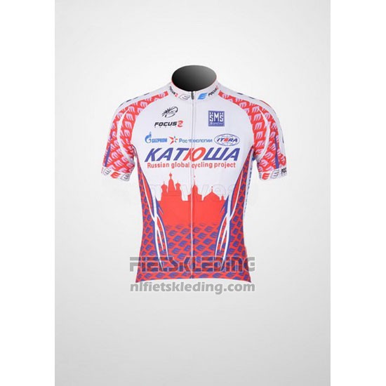 2011 Fietskleding Katusha Wit en Rood Korte Mouwen en Koersbroek